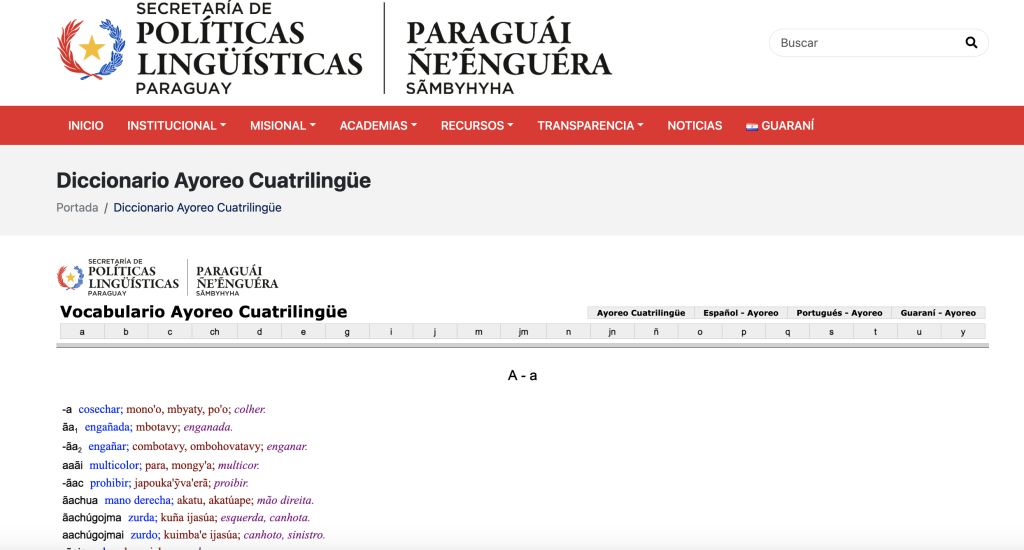 Ayoreo Ñe’ẽryru irundy ñe’ẽmegua ojeguerekóma formato digital-pe